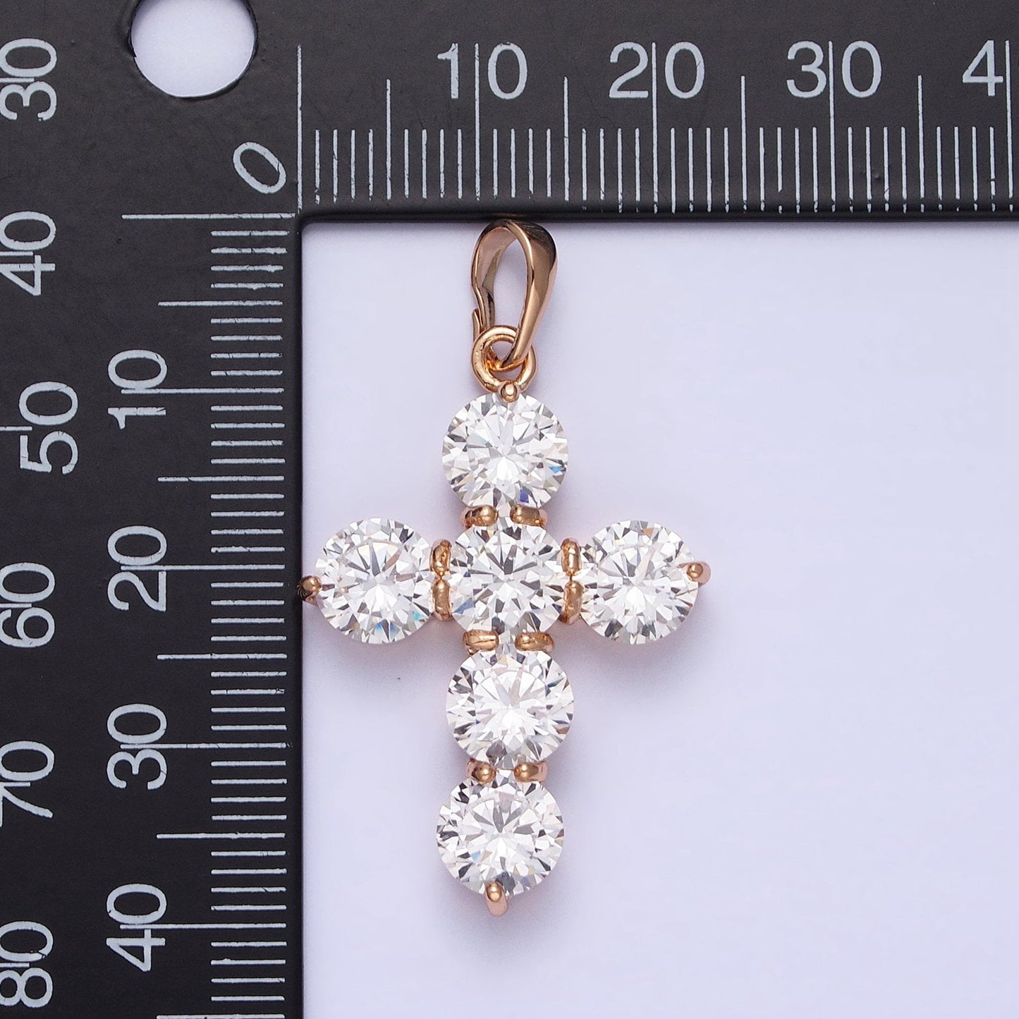 Dainty Gold Cross Cubic Pendant Necklace, 18K Gold Filled CZ Diamond Cross Charm Religious Jewelry Making AA251
