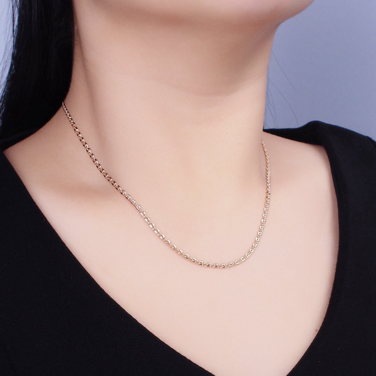 Dainty Scroll Chain Necklace 17.75 inch, 19.6 inch Long Ready to Wear Necklace in 18k Gold Filled WA1680