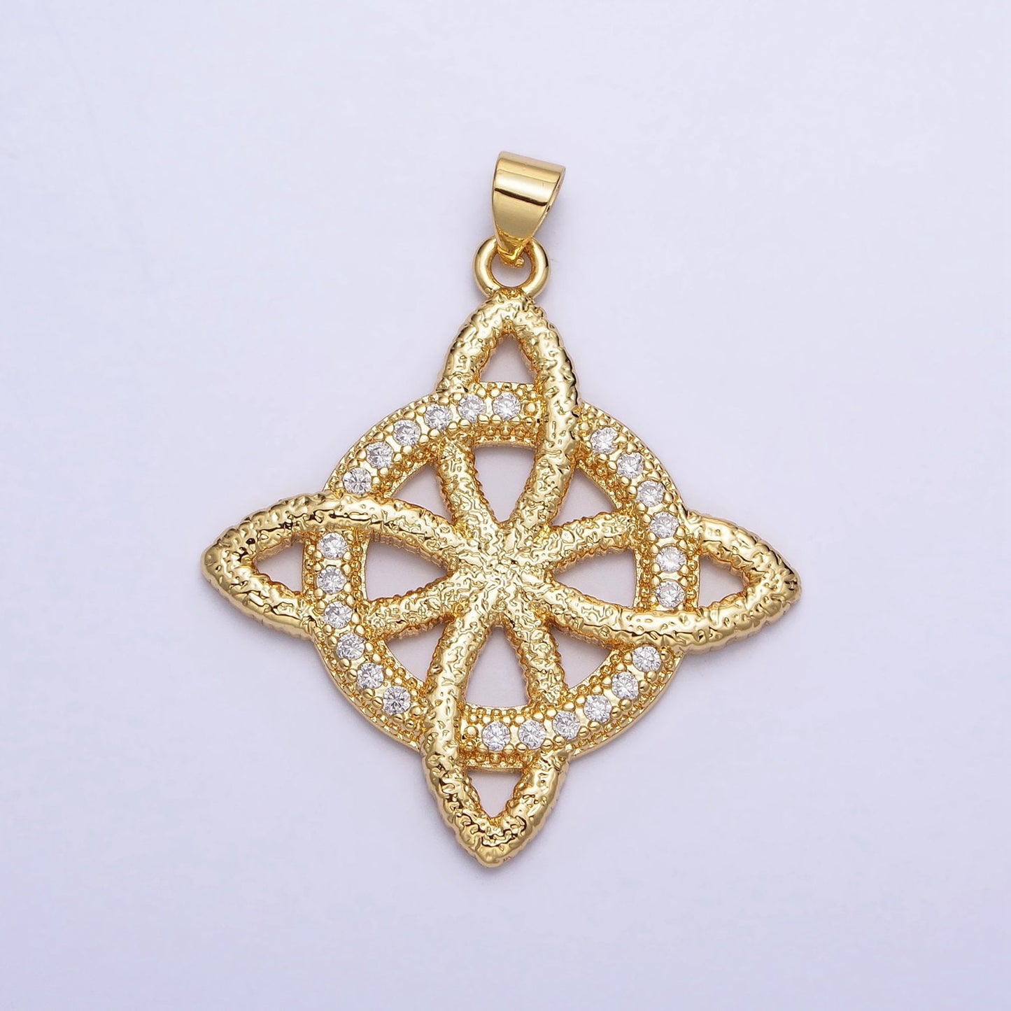 24K Gold Filled Micro Pave Celtic Eternity Knot Circle Pendant Charm for Irish Jewelry Inspired Art AA257