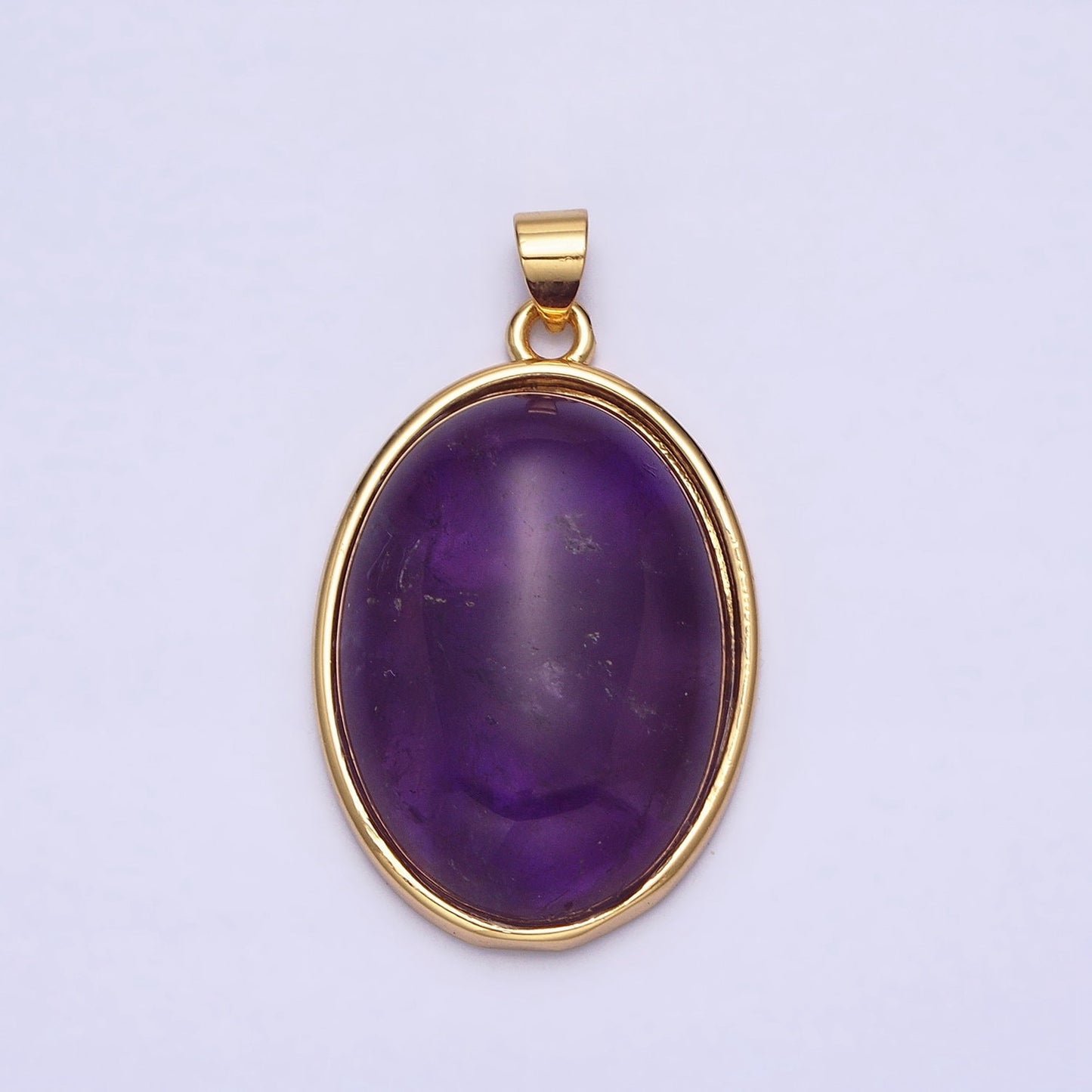Purple Amethyst, Pink Rose Quartz Oval Cabochon 24K Gold Filled Oval Pendant AA292 AA293