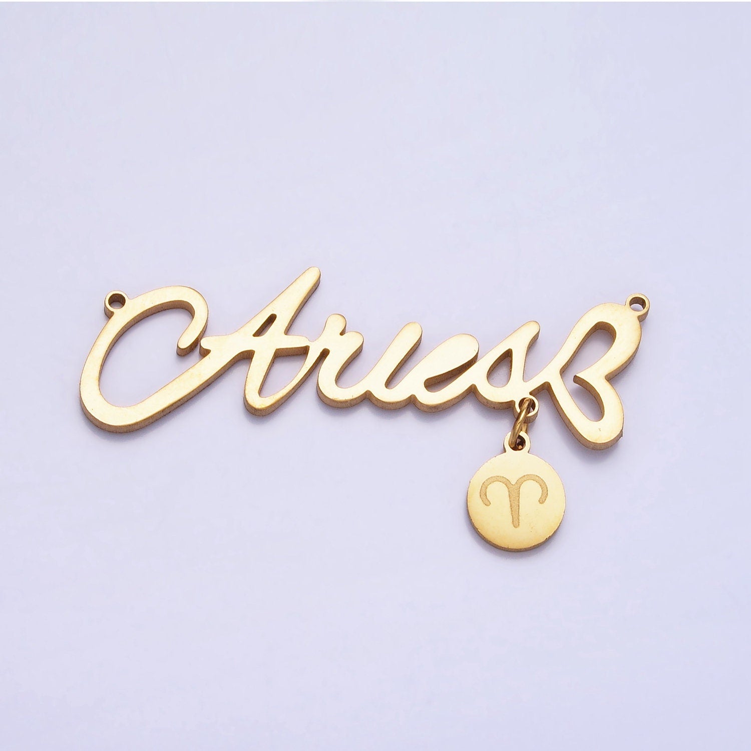 Gold Cursive Font Zodiac Charms Connector for Necklace Bracelet Link Connector Astrology Necklace Charm Personalized Jewelry Wholesale