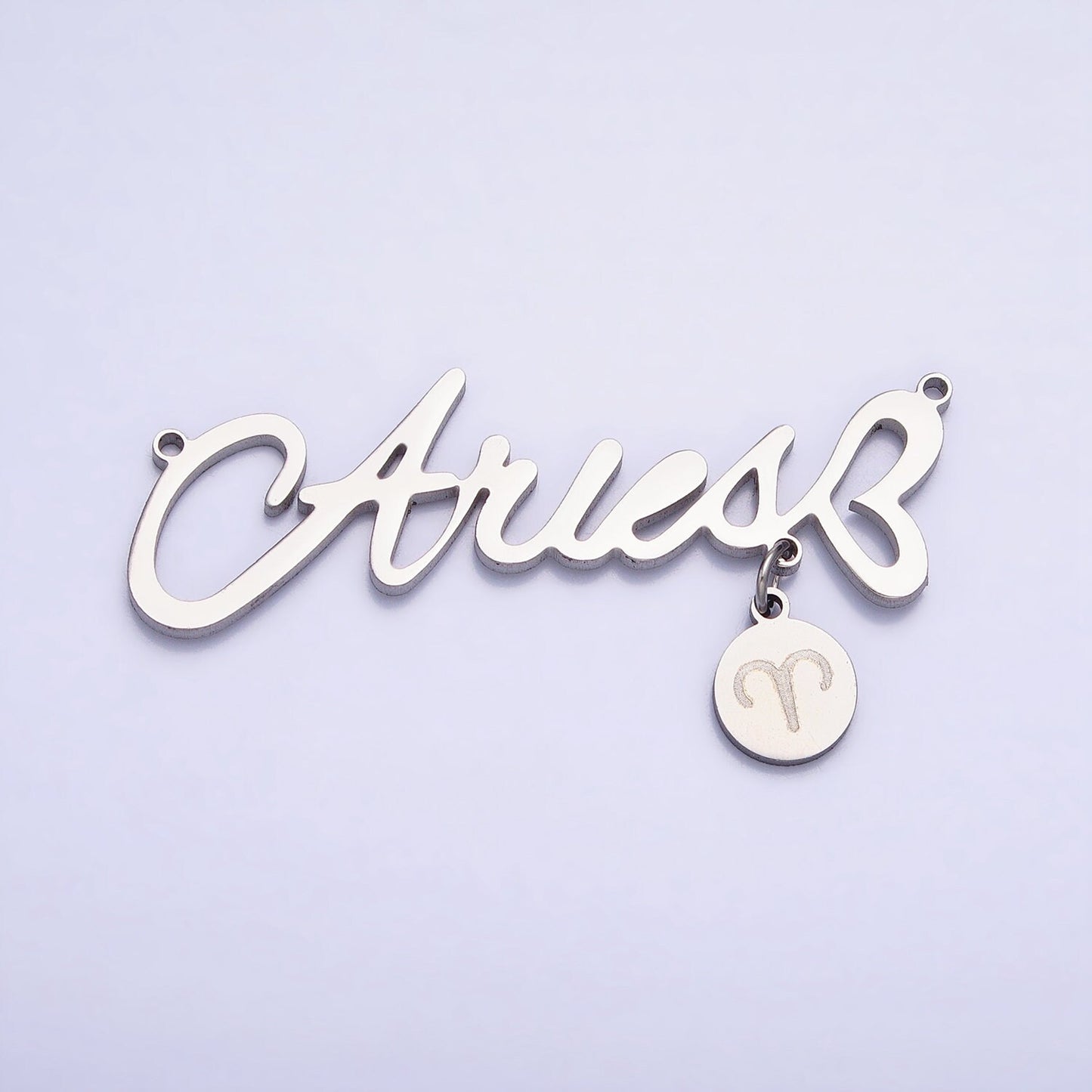 Stainless Steel Cursive Font Zodiac Charms Connector for Necklace Bracelet Astrology Necklace Charm Personalized Jewelry Wholesale