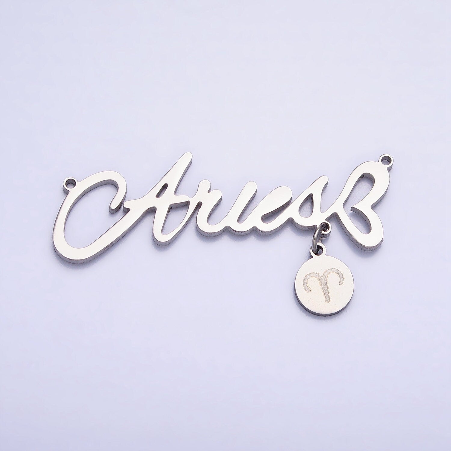 Stainless Steel Cursive Font Zodiac Charms Connector for Necklace Bracelet Astrology Necklace Charm Personalized Jewelry Wholesale