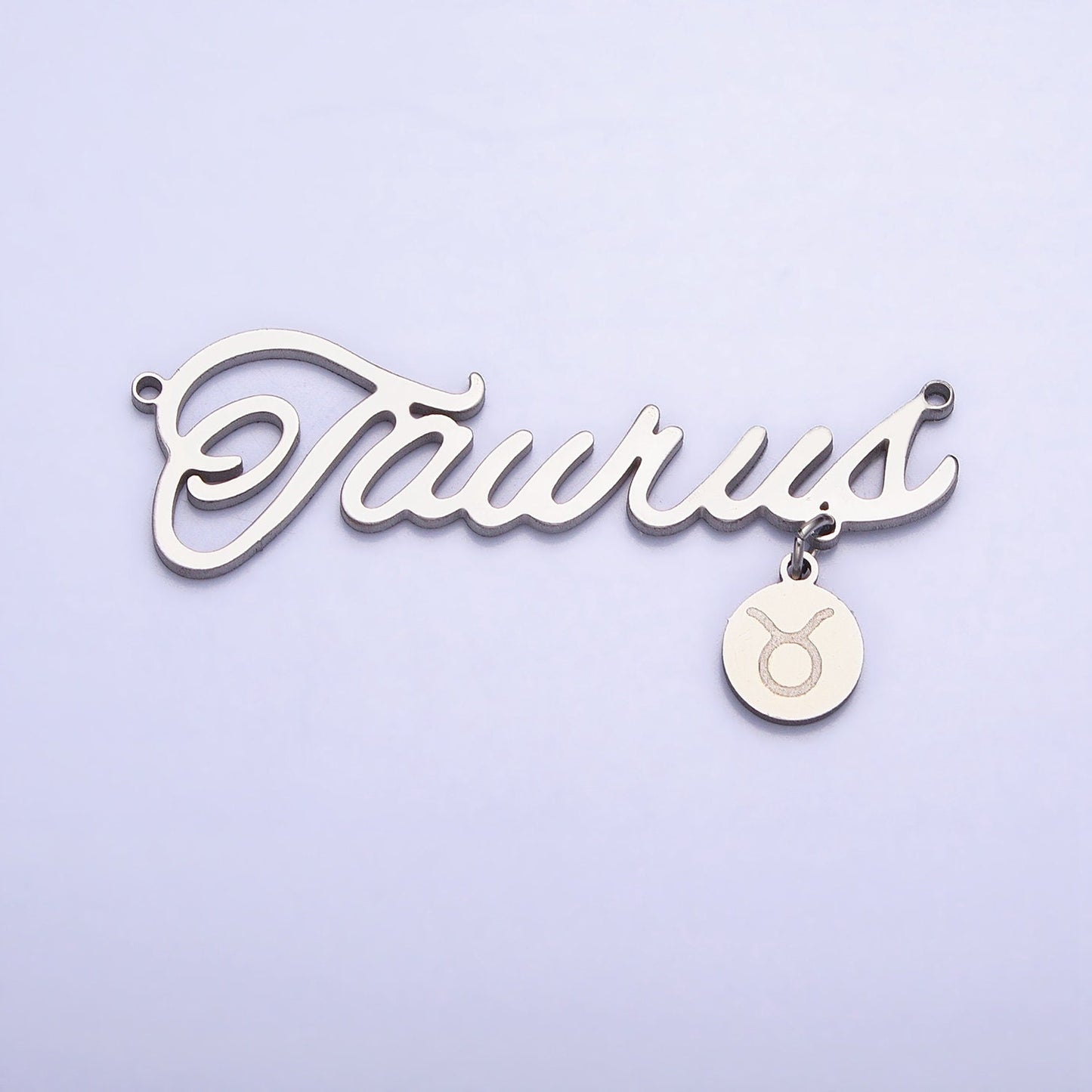 Stainless Steel Cursive Font Zodiac Charms Connector for Necklace Bracelet Astrology Necklace Charm Personalized Jewelry Wholesale