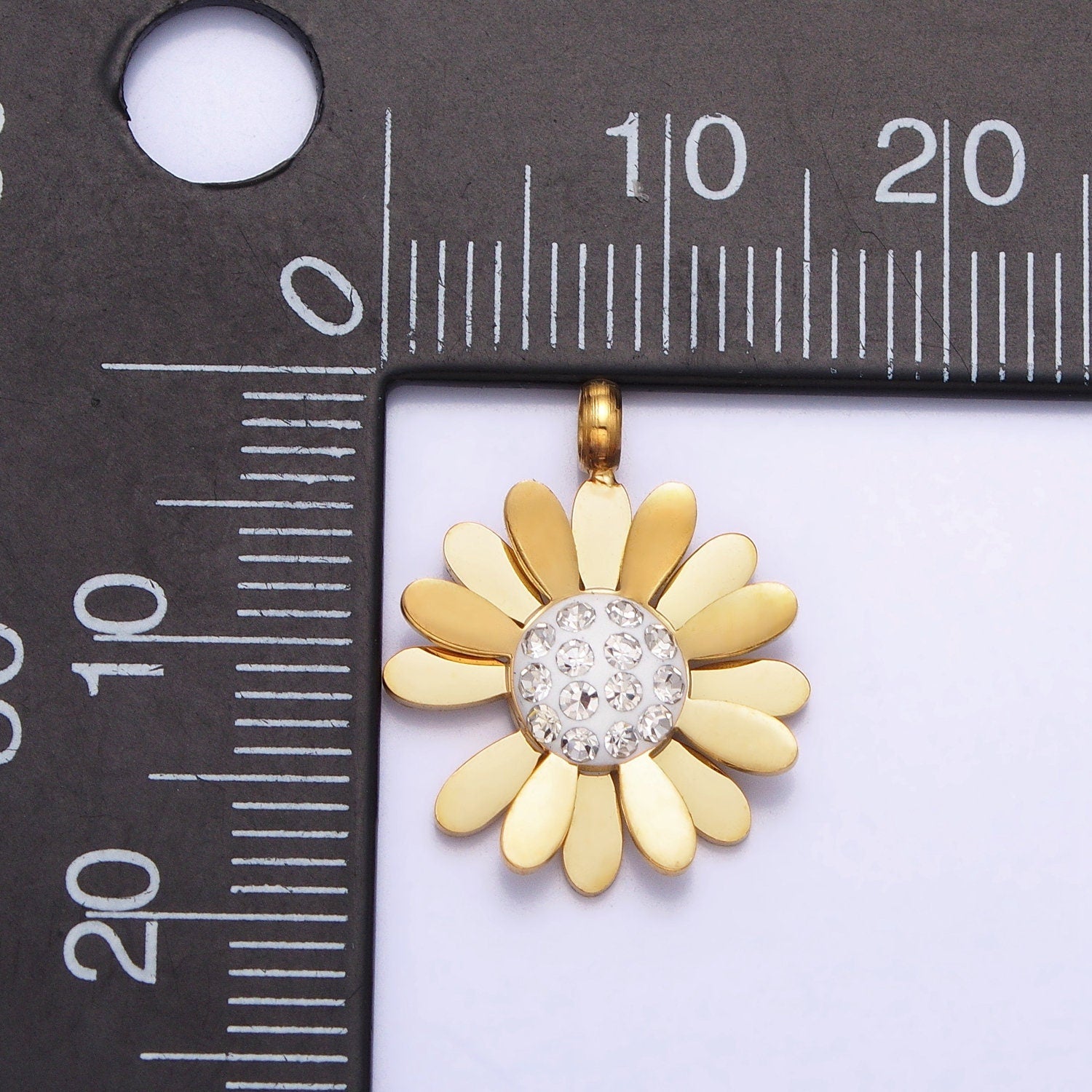 Stainless Steel Daisy Charm Gold Silver Flower Charm CZ Summer Spring Jewelry Inspired for Necklace Bracelet Earring Component P-923