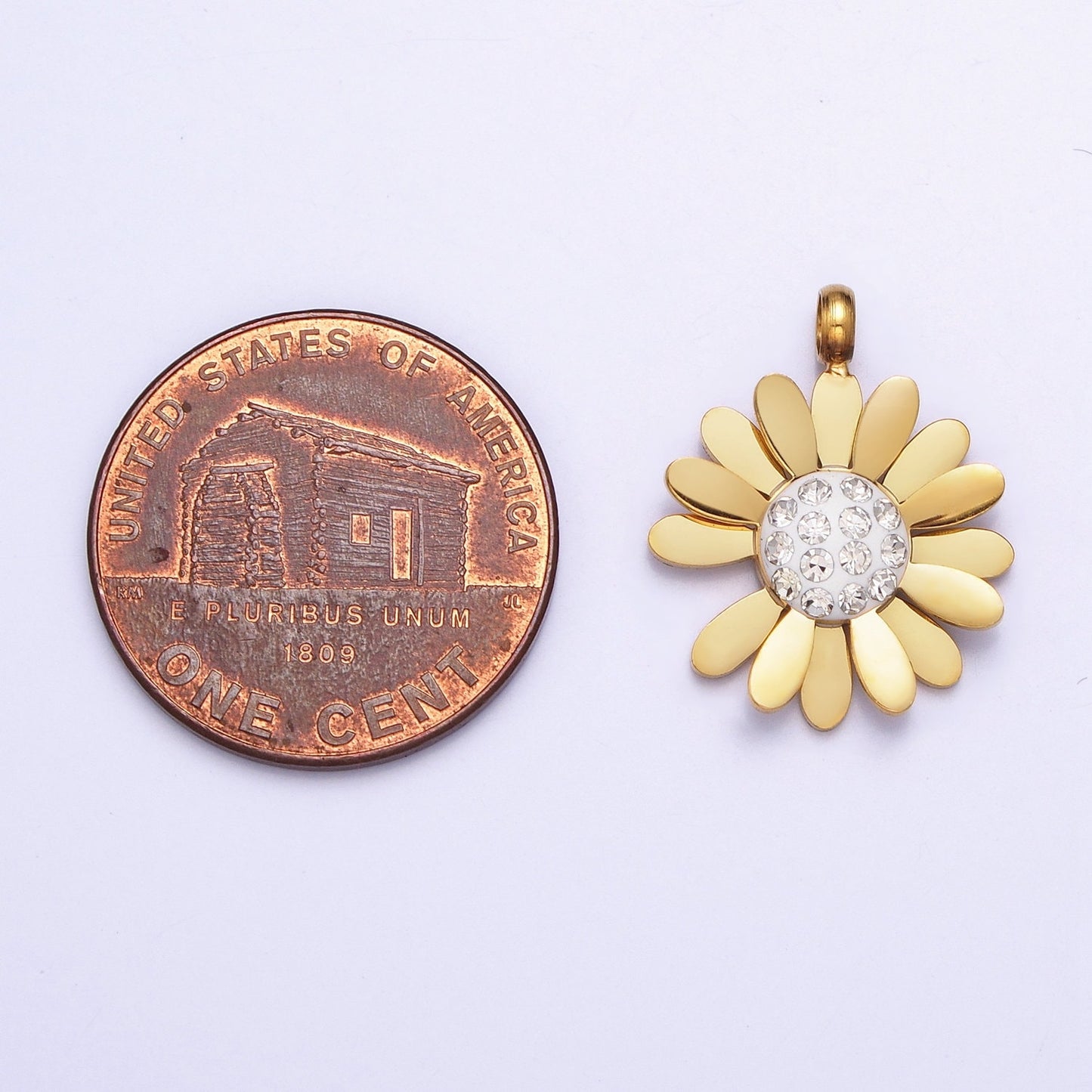 Stainless Steel Daisy Charm Gold Silver Flower Charm CZ Summer Spring Jewelry Inspired for Necklace Bracelet Earring Component P-923