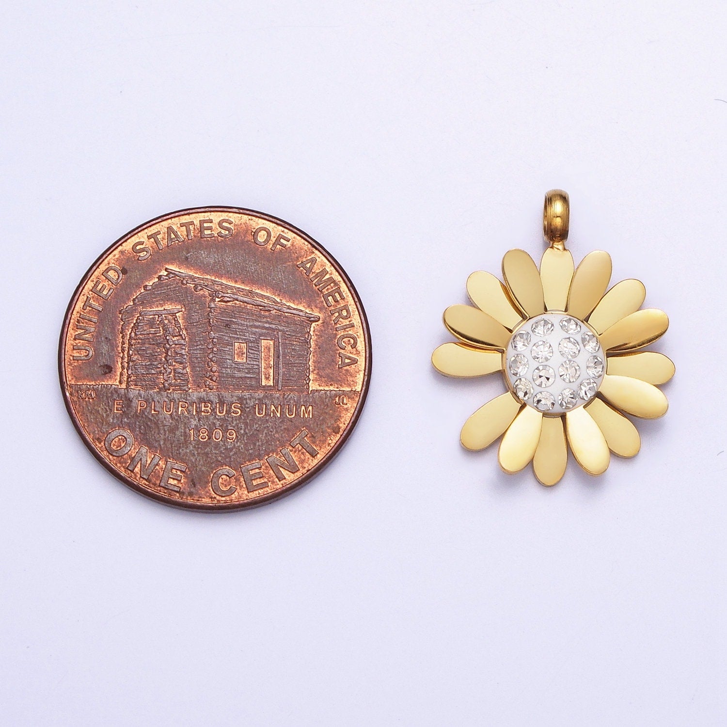 Stainless Steel Daisy Charm Gold Silver Flower Charm CZ Summer Spring Jewelry Inspired for Necklace Bracelet Earring Component P-923