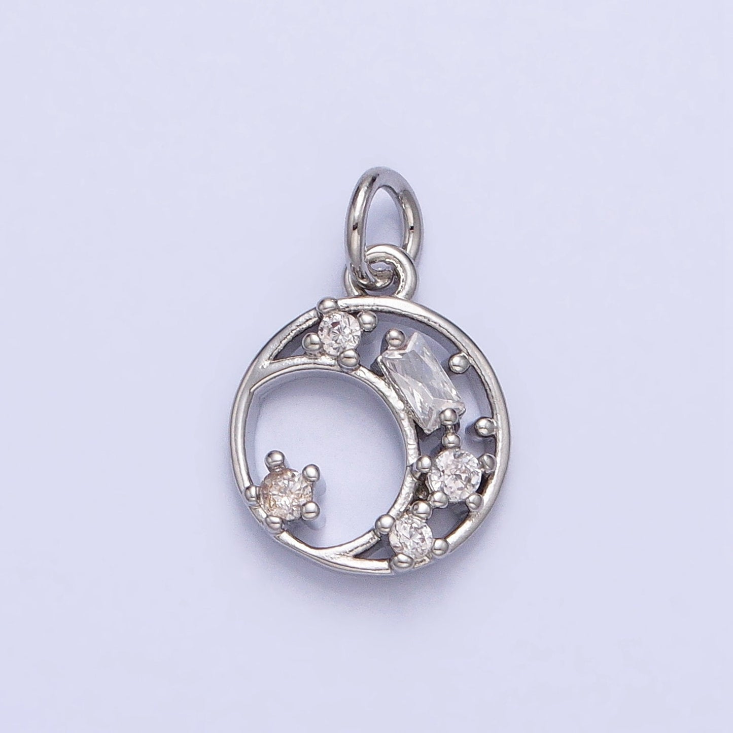 Mini Gold Crescent Moon Charm Round Disc Charm for Necklace Bracelet Earring Component AC753 AC754