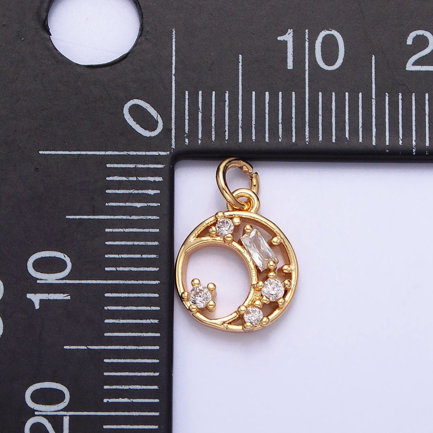 Mini Gold Crescent Moon Charm Round Disc Charm for Necklace Bracelet Earring Component AC753 AC754