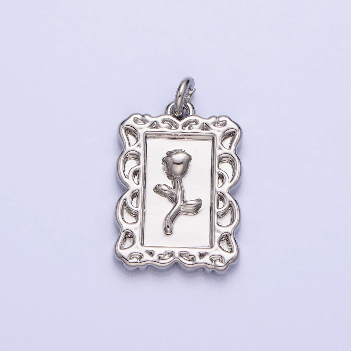 Mini Gold Frame Rose Charm Silver Belle Flower in the Picture frame AC751 AC752