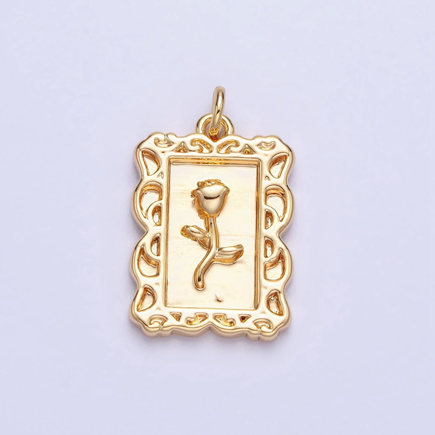 Mini Gold Frame Rose Charm Silver Belle Flower in the Picture frame AC751 AC752