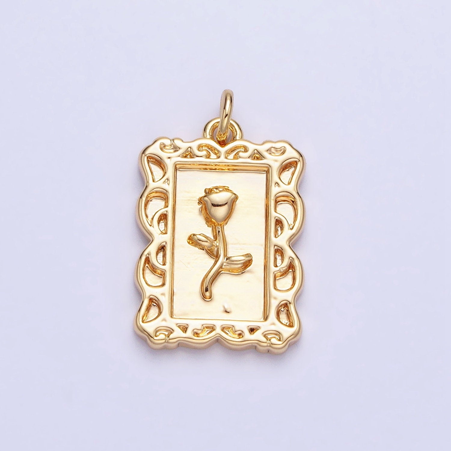 Mini Gold Frame Rose Charm Silver Belle Flower in the Picture frame AC751 AC752