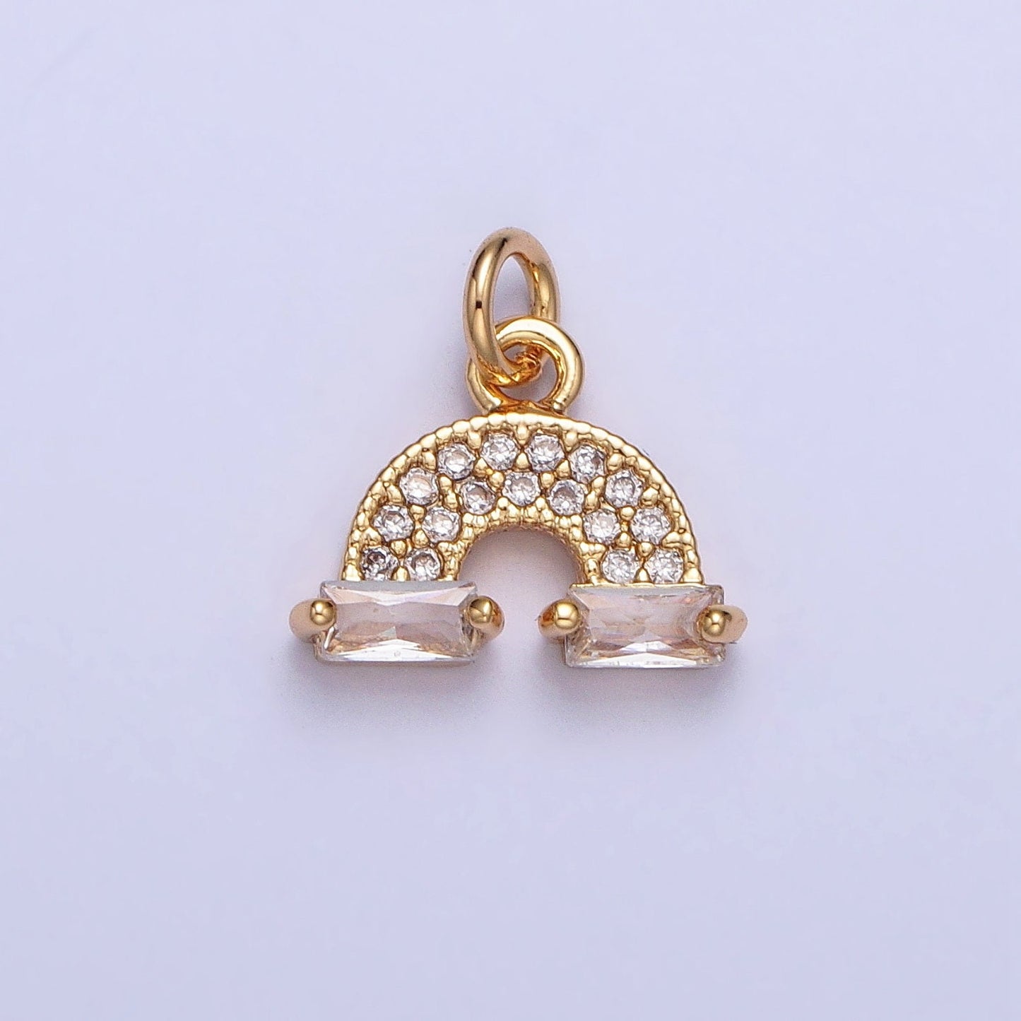 Tiny CZ Rainbow Charm Small Micro Pave Cloud Charm Celestial Jewelry Add-On Charm | AC723 AC724