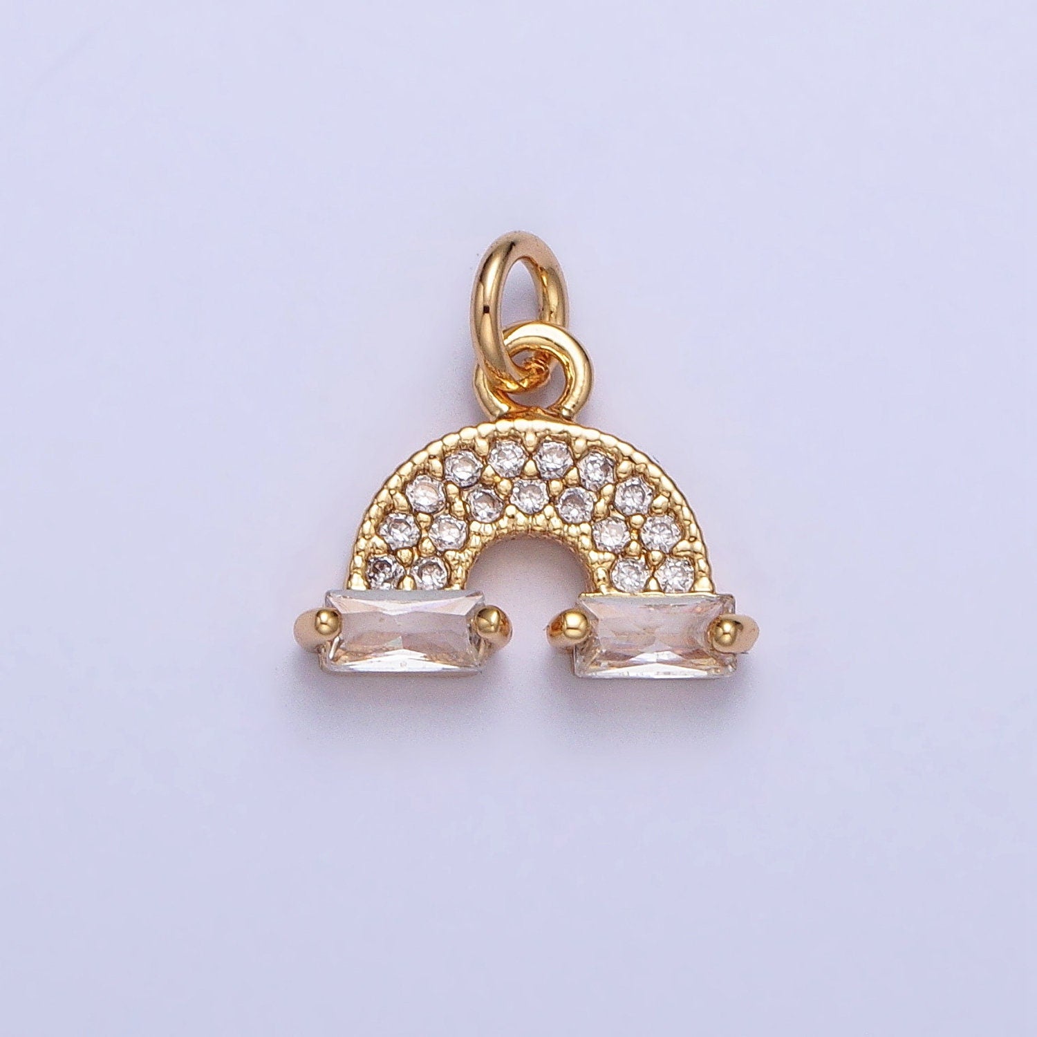 Tiny CZ Rainbow Charm Small Micro Pave Cloud Charm Celestial Jewelry Add-On Charm | AC723 AC724