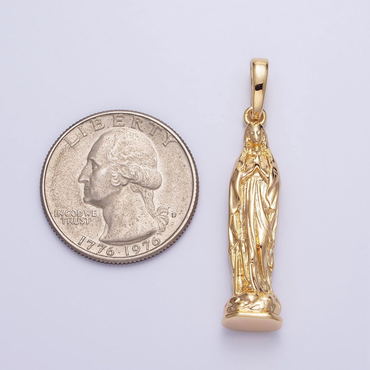 Gold, Silver Praying Mother Virgin Mary Charm Statue Religious Pendant | AA217 AA218