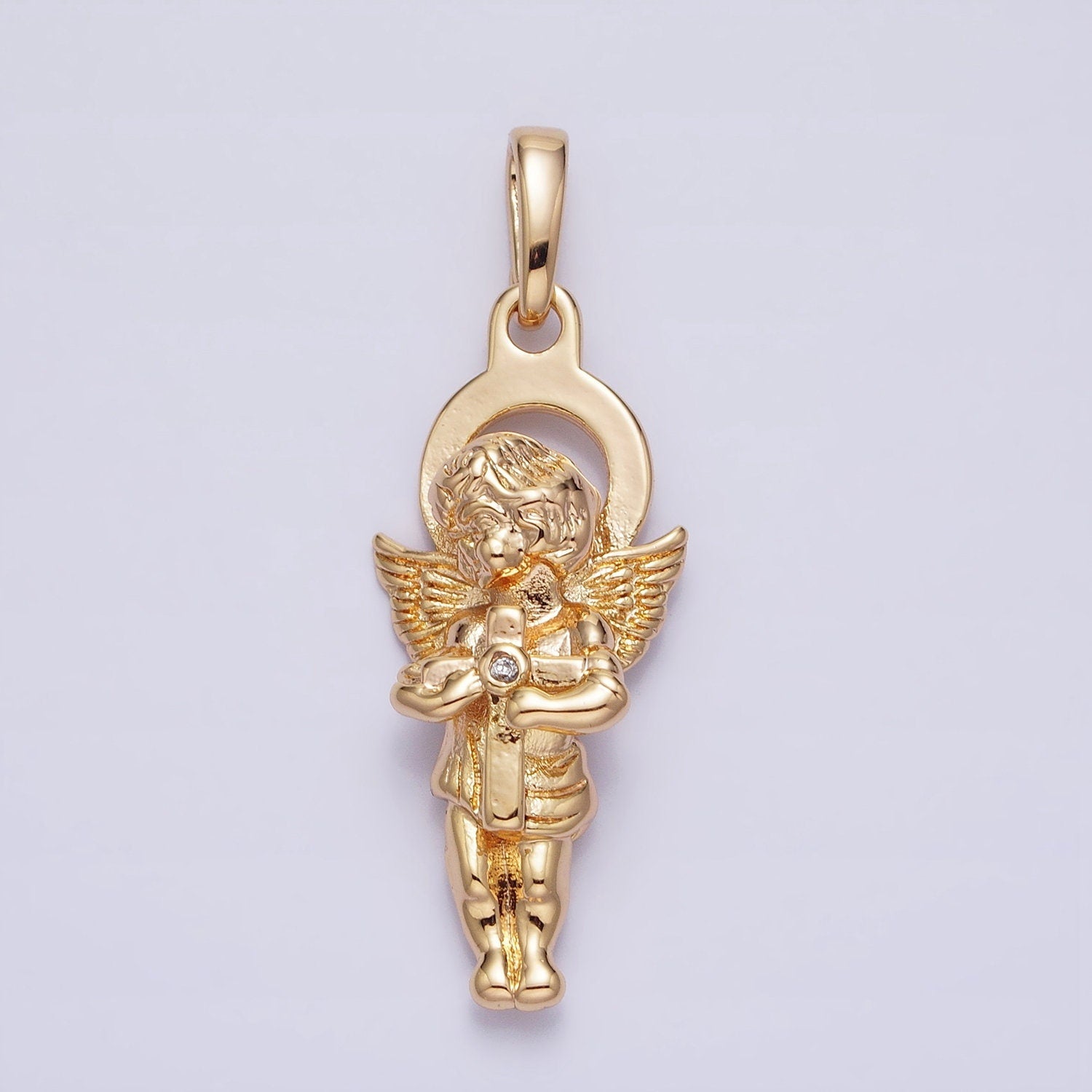 16K Gold Fill Guardian Angel Charm Cherub Pendant Baby Angel Charm Pendant for Protection Pendant DIY Jewelry Making Supply AA303
