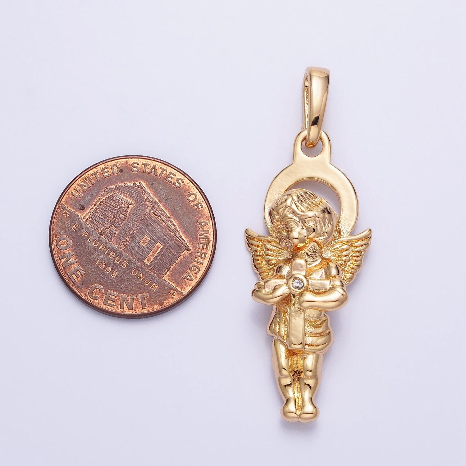 16K Gold Fill Guardian Angel Charm Cherub Pendant Baby Angel Charm Pendant for Protection Pendant DIY Jewelry Making Supply AA303