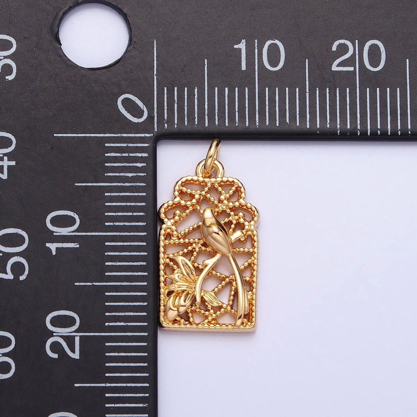 Bird in window Gold Plated pendant charms 19.8x9.9m for Bracelet Necklace Earring Supply AC715 AC716