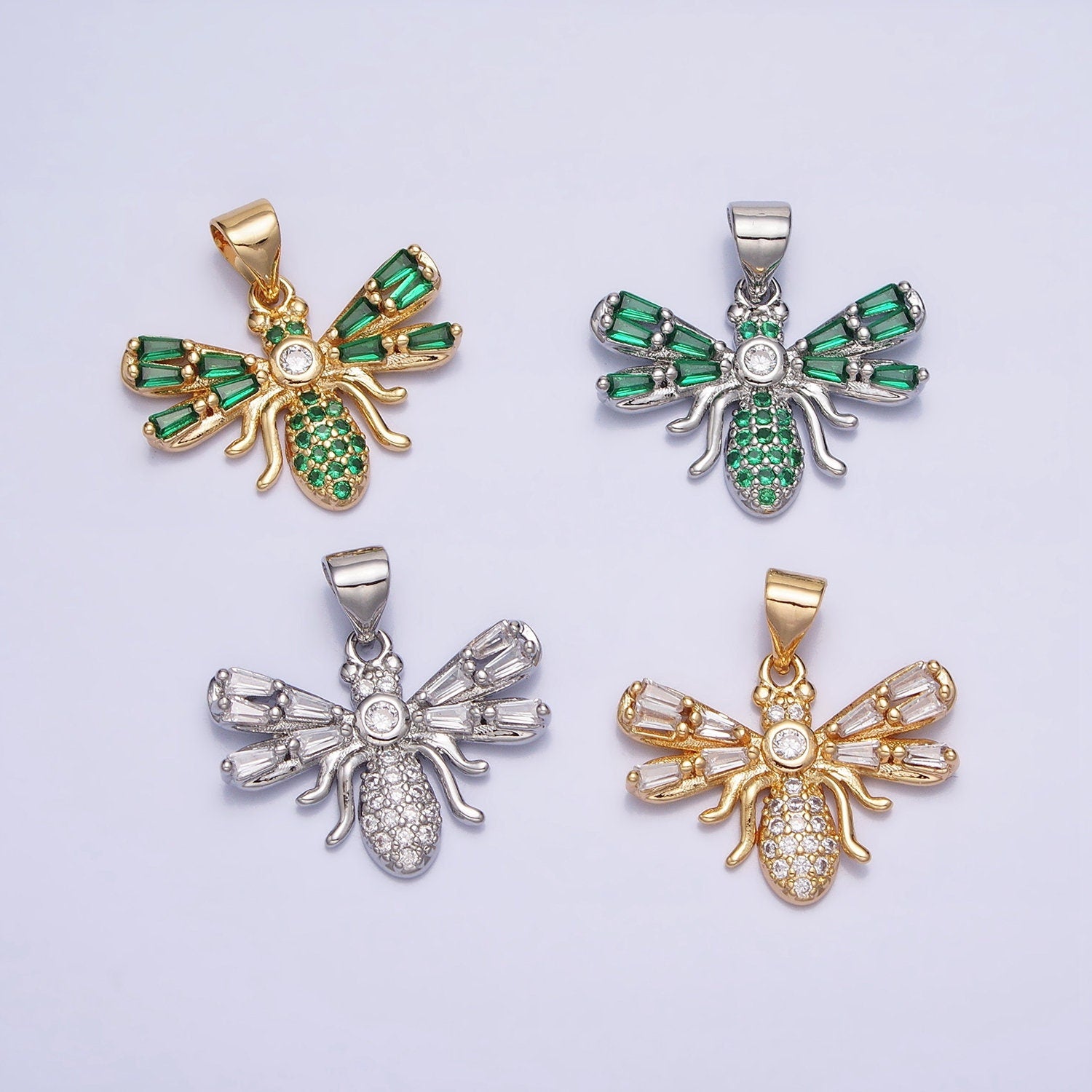 16K Gold Filled Fly Charm Insect Pendant Spirit Animal Micro Pave Mosquito Charm Pendant AA382 AA383