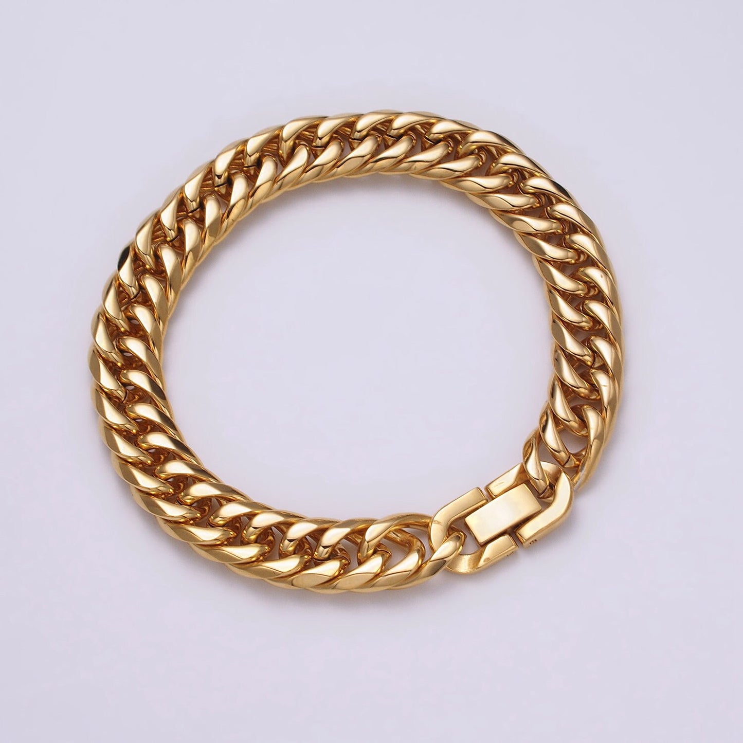 Miami Cuban Link Chain Bracelet 24k Gold Plated Hip Hop Stainless Steel 8mm-11mm Thick Bracelet for Men Father Day Gift Boy Friend Jewelry