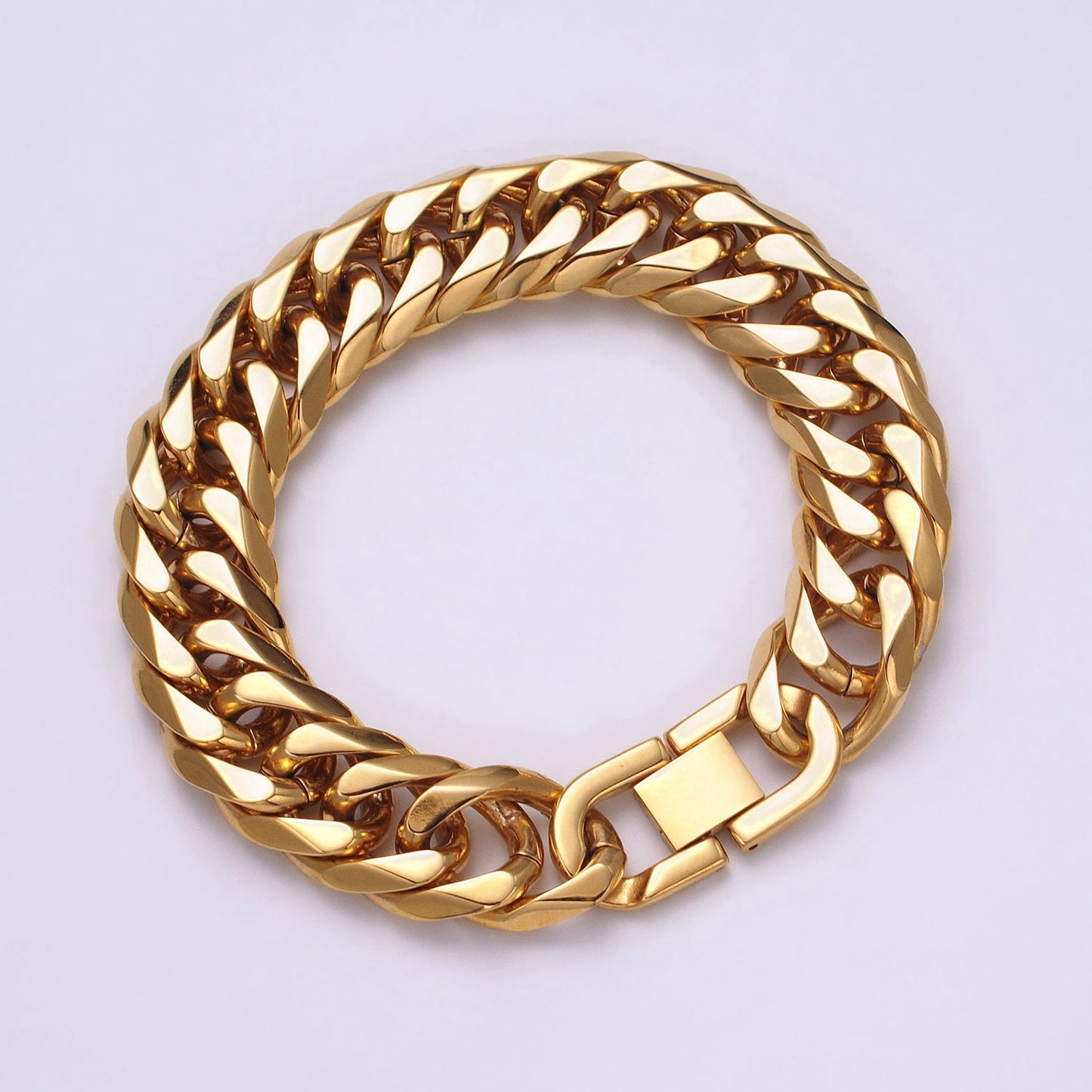 Miami Cuban Link Chain Bracelet 24k Gold Plated Hip Hop Stainless Steel 8mm-11mm Thick Bracelet for Men Father Day Gift Boy Friend Jewelry