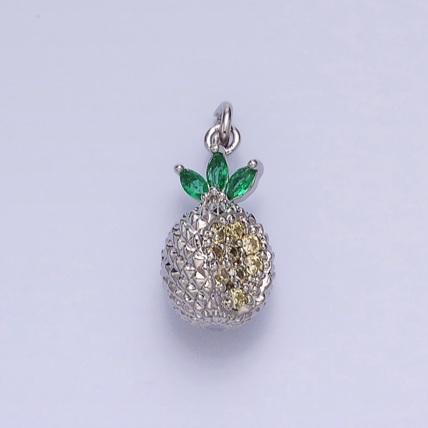 Tiny Gold Pineapple Charm, Cubic Zirconia Pina Charm Jewelry Making Supply CZ Dole Tropical Fruit Food Charm AC705