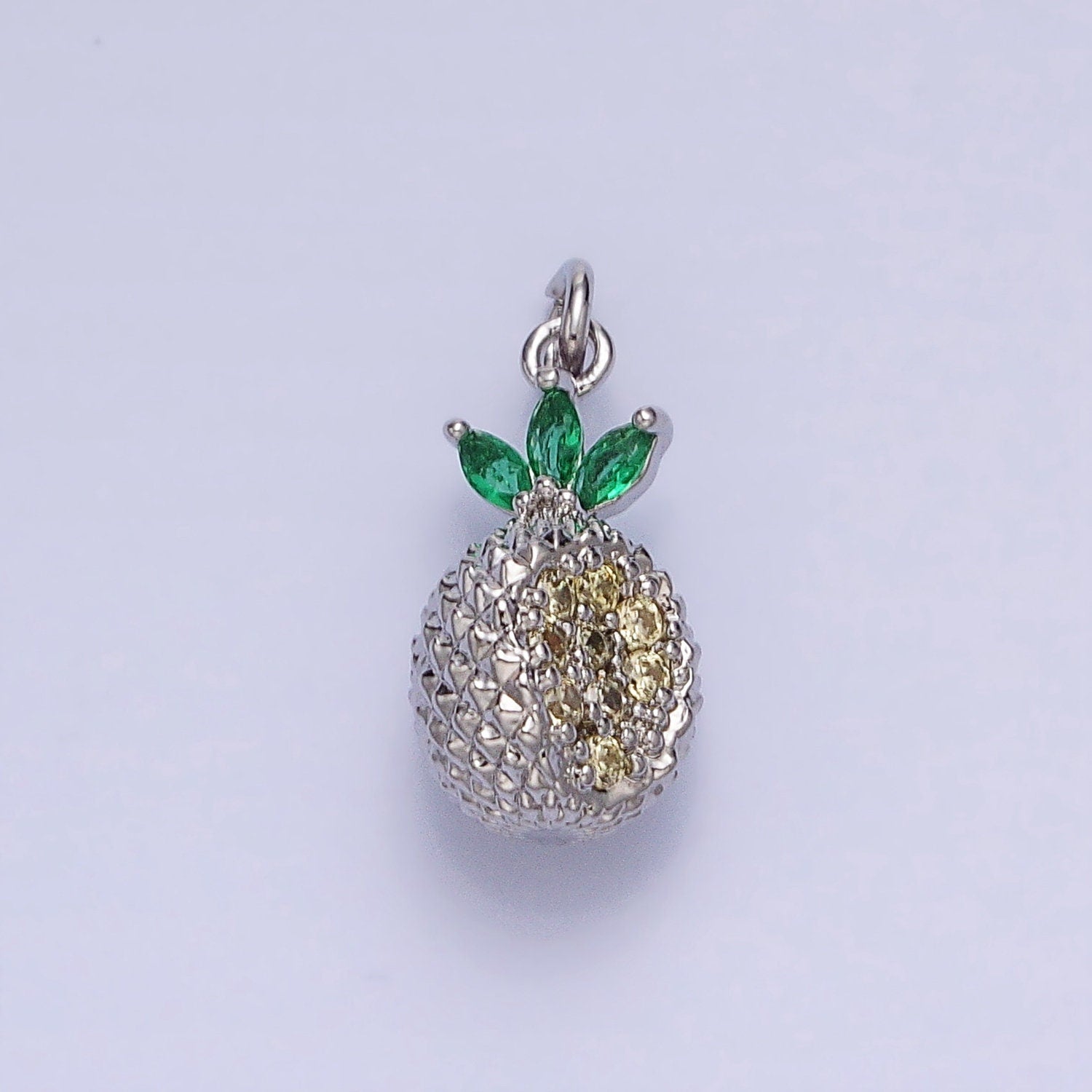 Tiny Gold Pineapple Charm, Cubic Zirconia Pina Charm Jewelry Making Supply CZ Dole Tropical Fruit Food Charm AC705