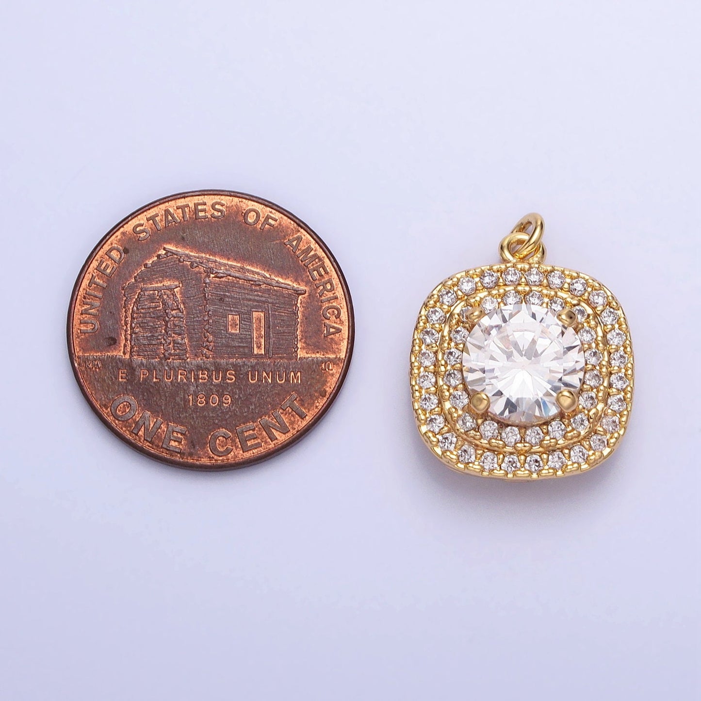 Clear Zirconia Cubic Pave 16K Gold Filled Charm, CZ Pendant ,Square Cubic Mini Pendant, Dainty Bracelet Earring Necklace Charm AC389