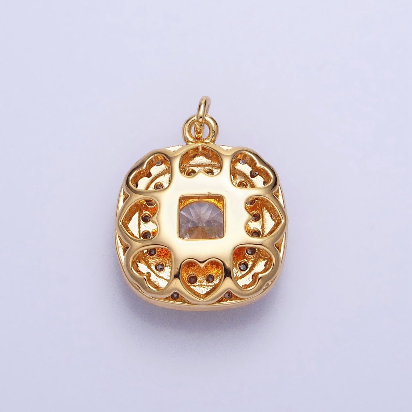 Clear Zirconia Cubic Pave 16K Gold Filled Charm, CZ Pendant ,Square Cubic Mini Pendant, Dainty Bracelet Earring Necklace Charm AC389