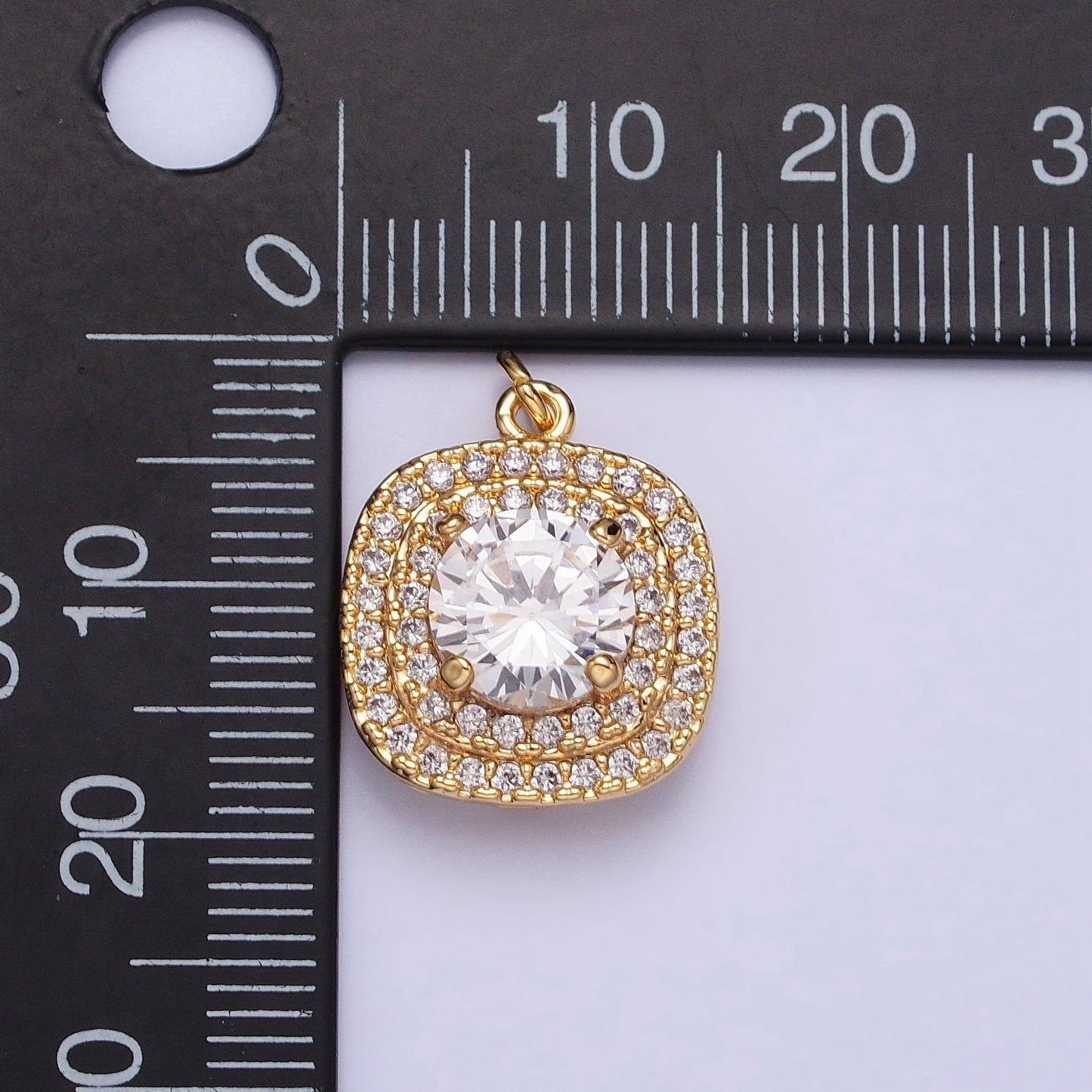 Clear Zirconia Cubic Pave 16K Gold Filled Charm, CZ Pendant ,Square Cubic Mini Pendant, Dainty Bracelet Earring Necklace Charm AC389