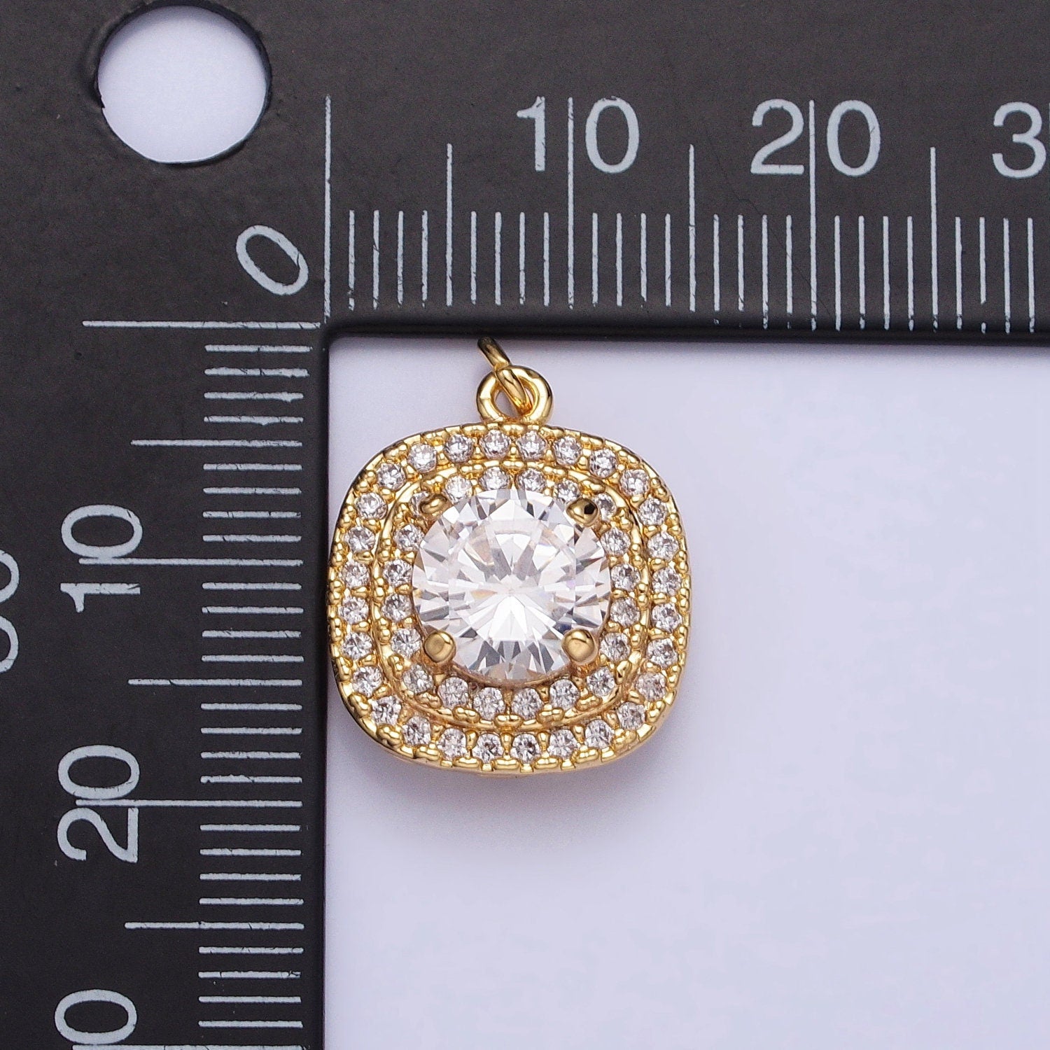 Clear Zirconia Cubic Pave 16K Gold Filled Charm, CZ Pendant ,Square Cubic Mini Pendant, Dainty Bracelet Earring Necklace Charm AC389