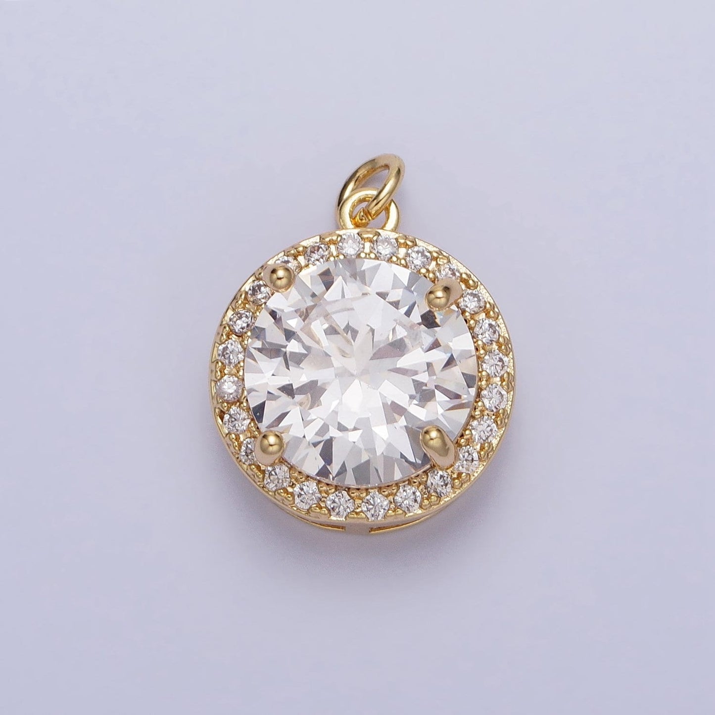 Mini Gold, Silver Circle Rounded Micro Paved Solitaire CZ Add-On Charm for Necklace Bracelet Earring Component | AC391 AC392