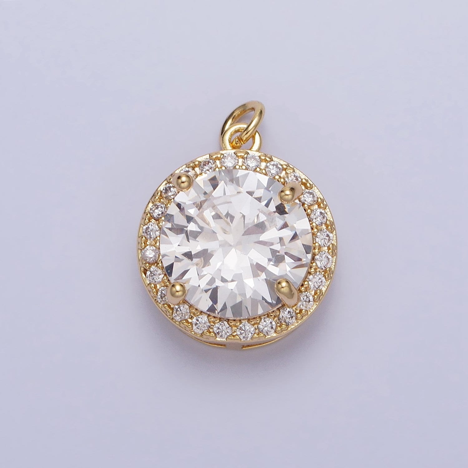 Mini Gold, Silver Circle Rounded Micro Paved Solitaire CZ Add-On Charm for Necklace Bracelet Earring Component | AC391 AC392