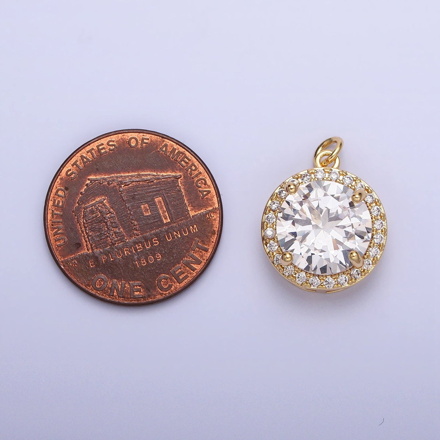 Mini Gold, Silver Circle Rounded Micro Paved Solitaire CZ Add-On Charm for Necklace Bracelet Earring Component | AC391 AC392