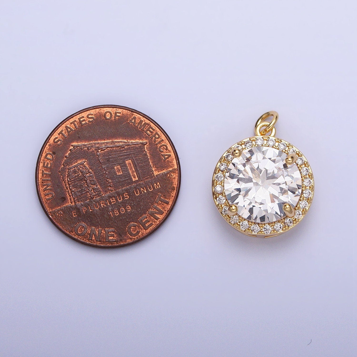 Mini Gold, Silver Circle Rounded Micro Paved Solitaire CZ Add-On Charm for Necklace Bracelet Earring Component | AC391 AC392