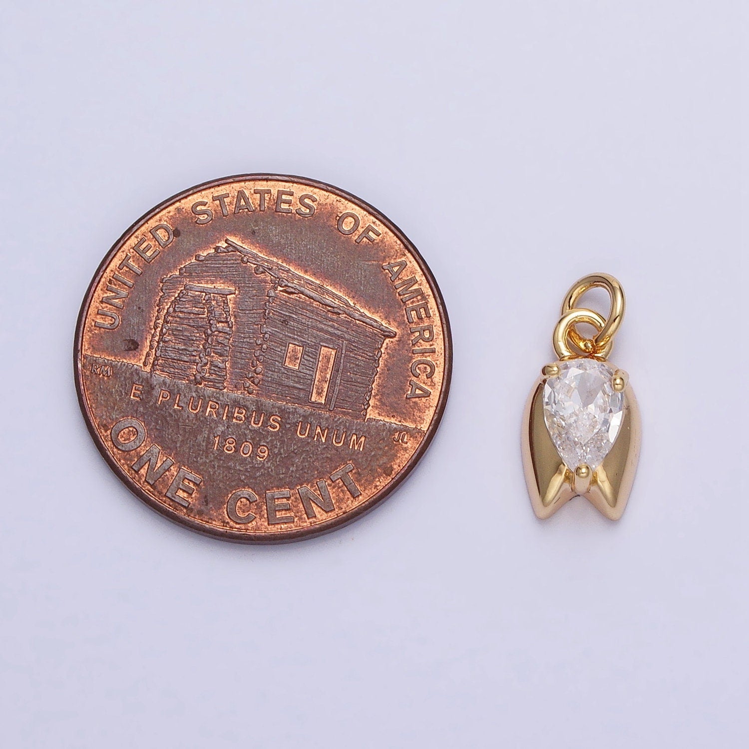 Mini Upside Down Tulip Flower Tear Drop CZ Floral Add- On Charm | AC691 AC692