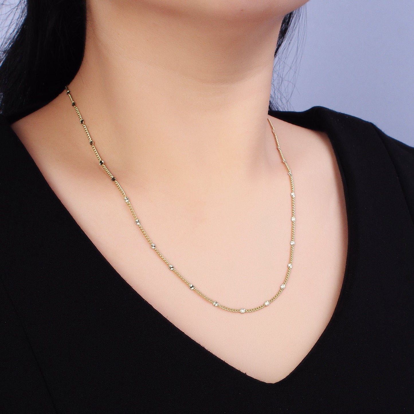 16k Gold Filled Sunburst Satellite Chain Gold Filled Necklace Chain Simple Everyday Layering Necklace WA-1735