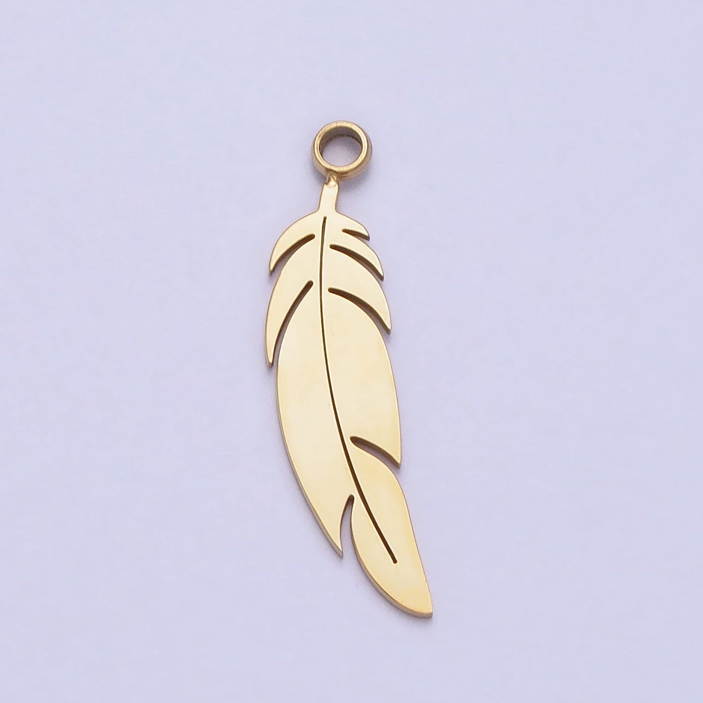 Dainty Stainless Steel Feather Charm in Gold & Silver Bird Feather tribal native Pendant Lead Nickel Free Tarnish Free | P-900