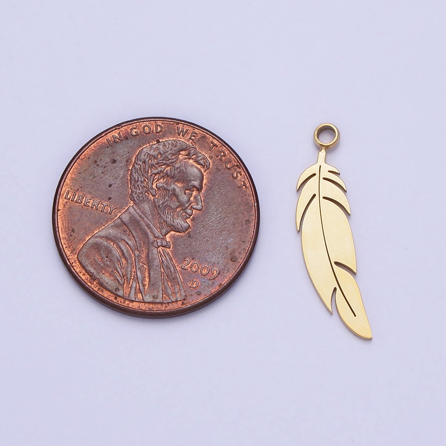 Dainty Stainless Steel Feather Charm in Gold & Silver Bird Feather tribal native Pendant Lead Nickel Free Tarnish Free | P-900