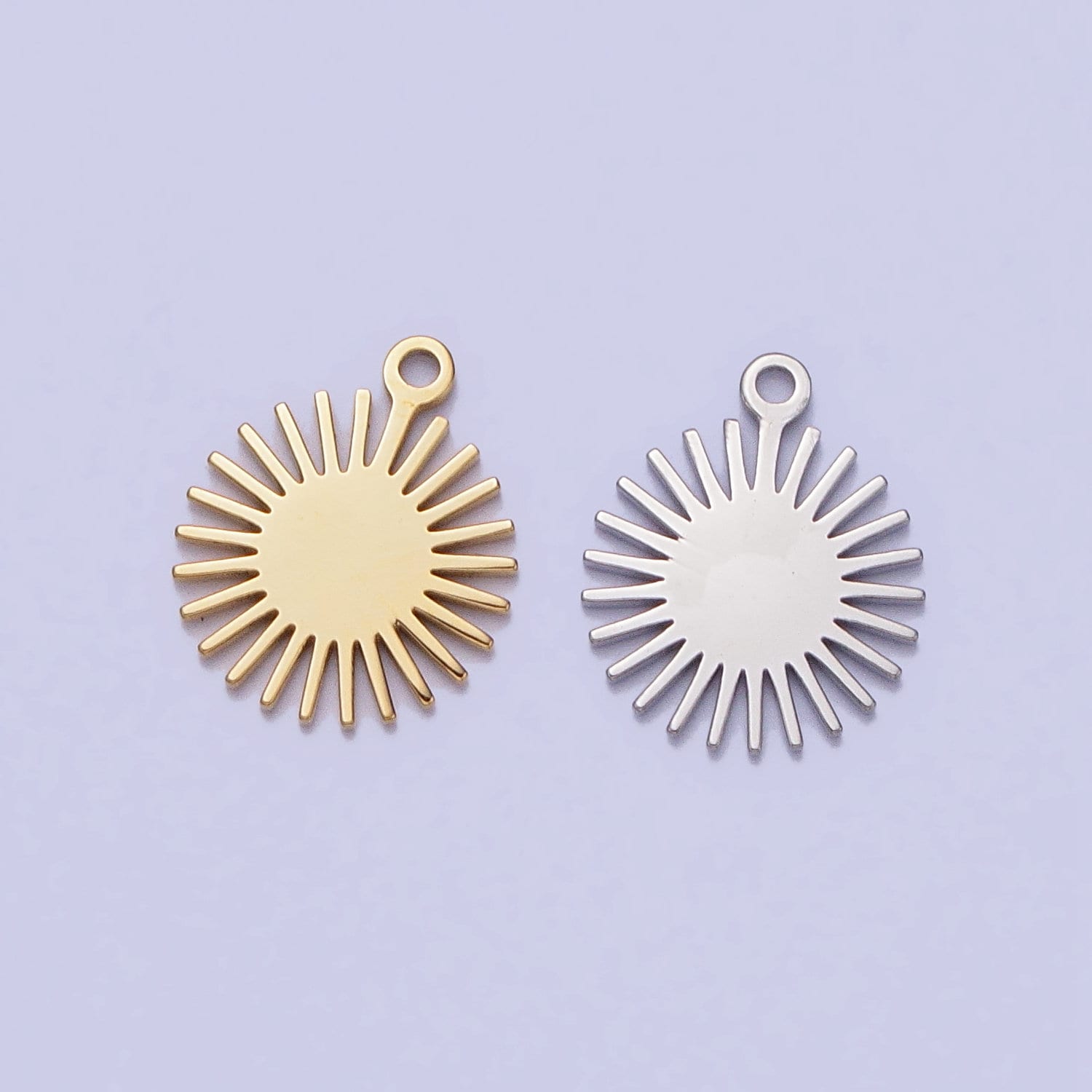 Mini Stainless Steel Sun Charm in Gold & Silver Celestial Pendant Lead Nickel Free Tarnish Free | P-889