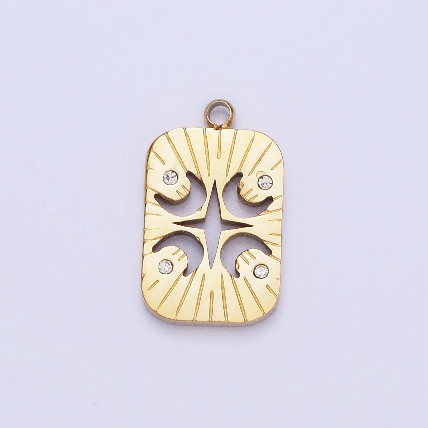 Dainty CZ Stainless Steel Crescent Moon Star Charm in Gold & Silver Tag Celestial Pendant Lead Nickel Free Tarnish Free | P887