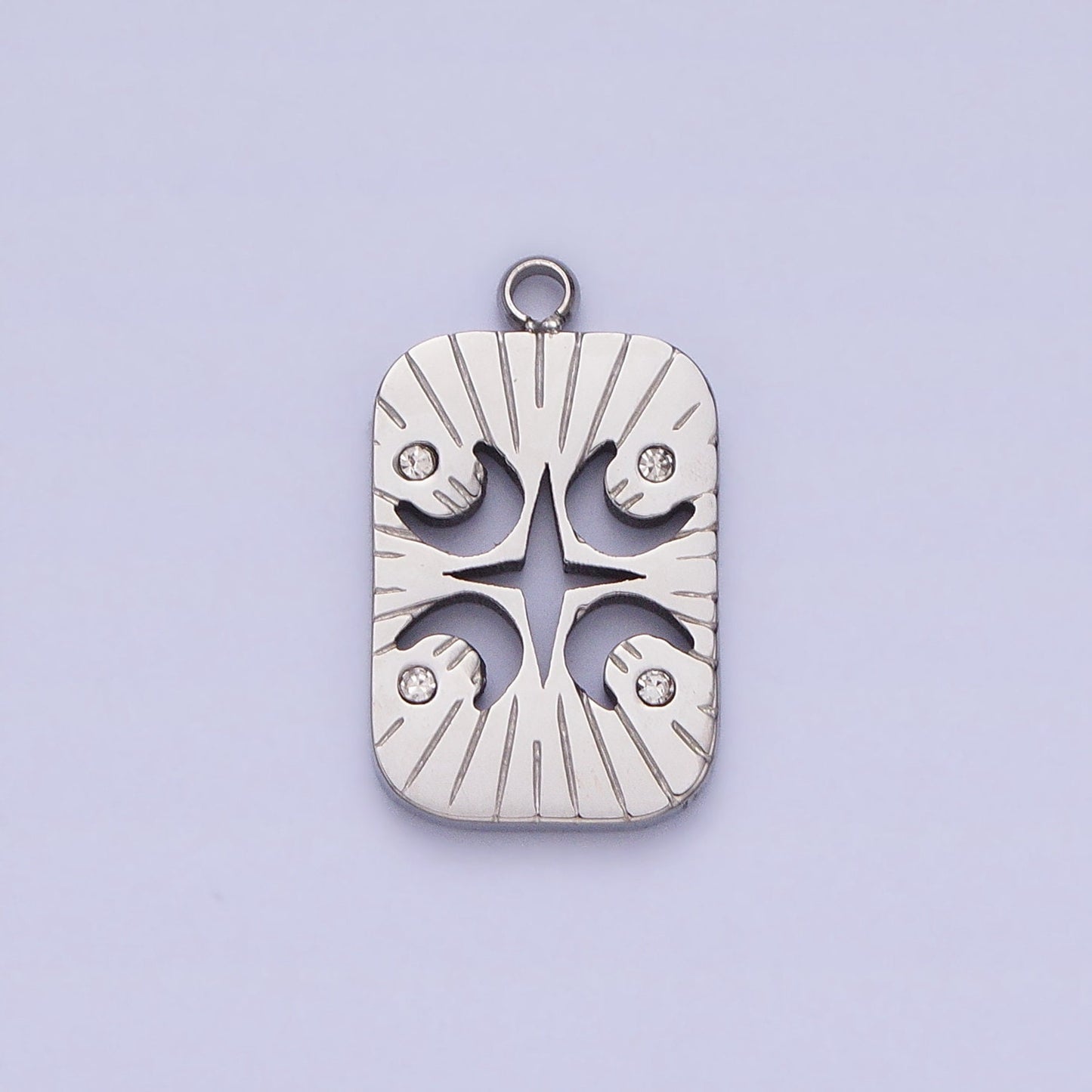 Dainty CZ Stainless Steel Crescent Moon Star Charm in Gold & Silver Tag Celestial Pendant Lead Nickel Free Tarnish Free | P887