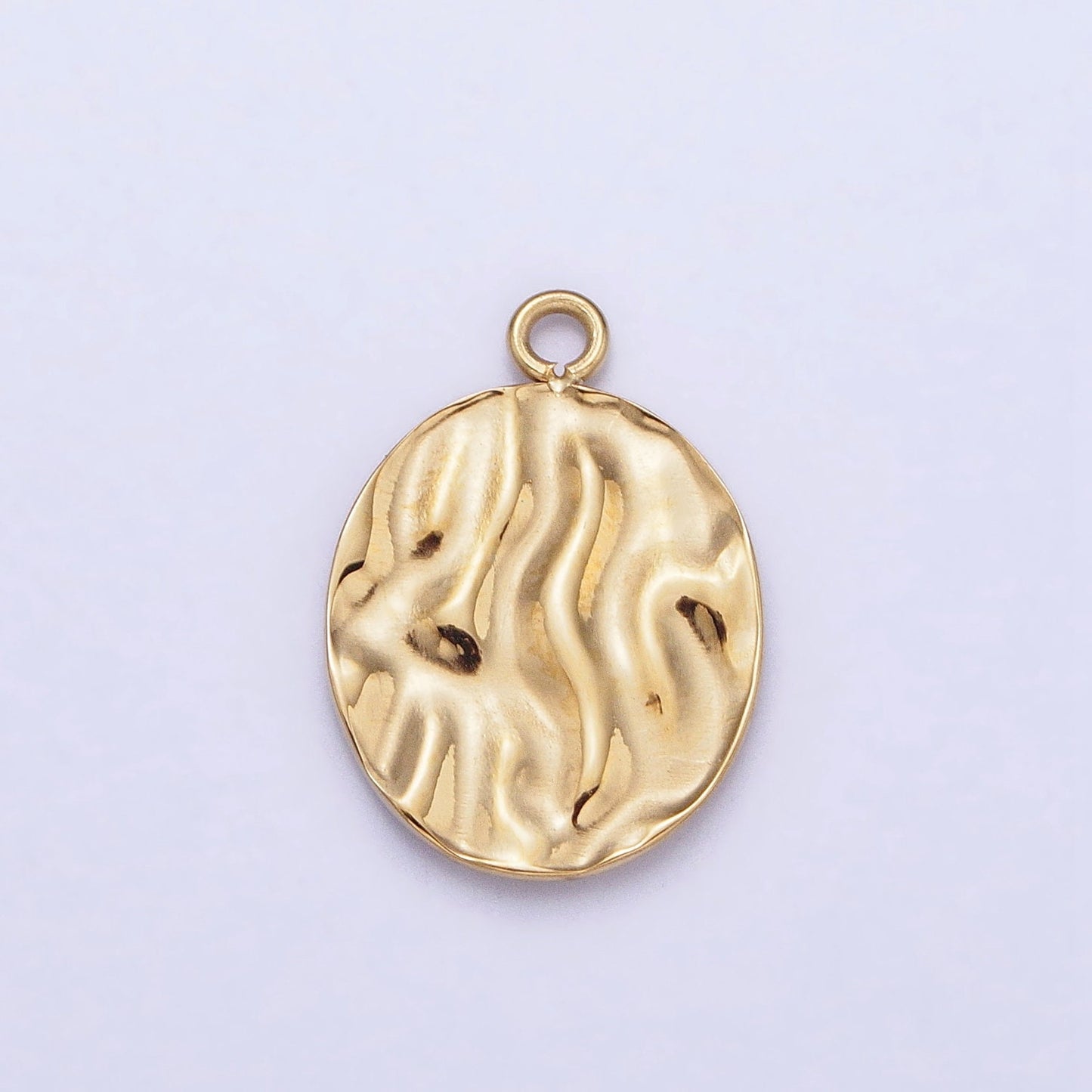 Dainty Rustic Stainless Steel Round Charm in Gold & Silver Circle Medallion Pendant Lead Nickel Free Tarnish Free | P-890
