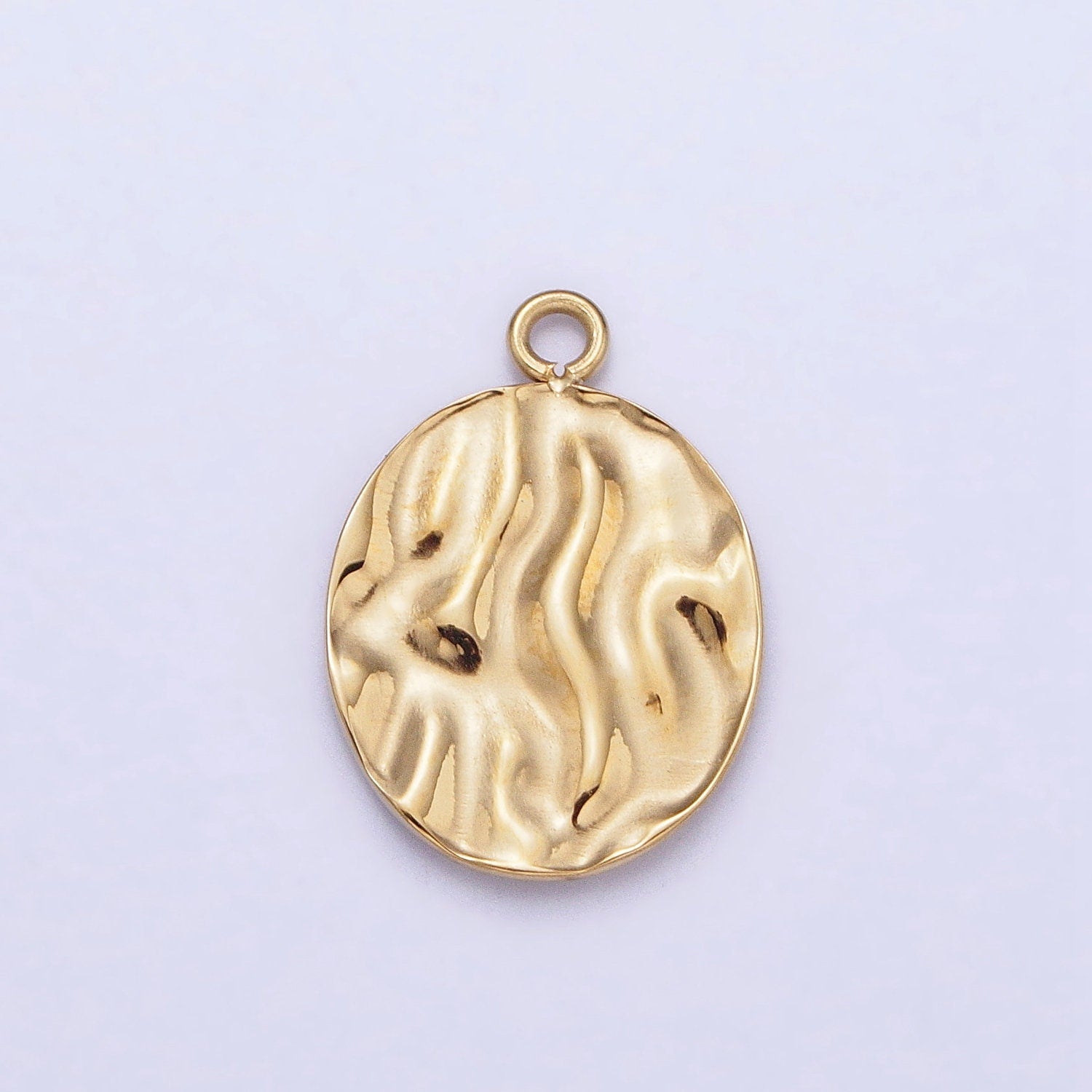 Dainty Rustic Stainless Steel Round Charm in Gold & Silver Circle Medallion Pendant Lead Nickel Free Tarnish Free | P-890
