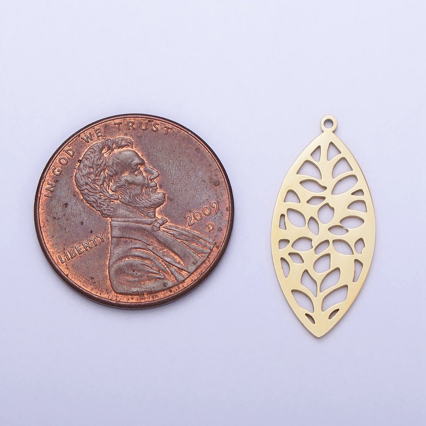 Dainty Stainless Steel Leaf Charm in Gold & Silver Laser Cut Tropical Flower Pendant Lead Nickel Free Tarnish Free | P-899