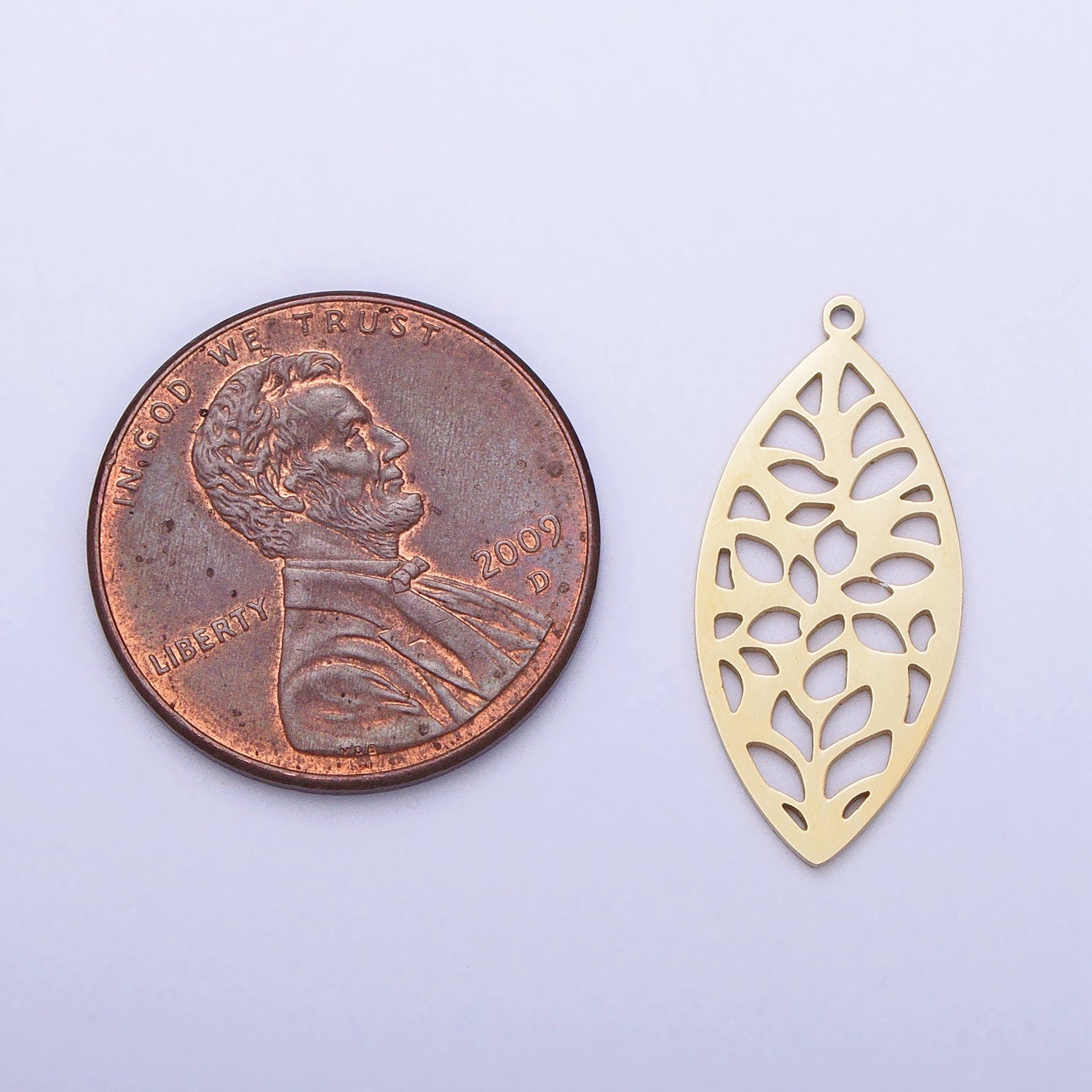 Dainty Stainless Steel Leaf Charm in Gold & Silver Laser Cut Tropical Flower Pendant Lead Nickel Free Tarnish Free | P-899