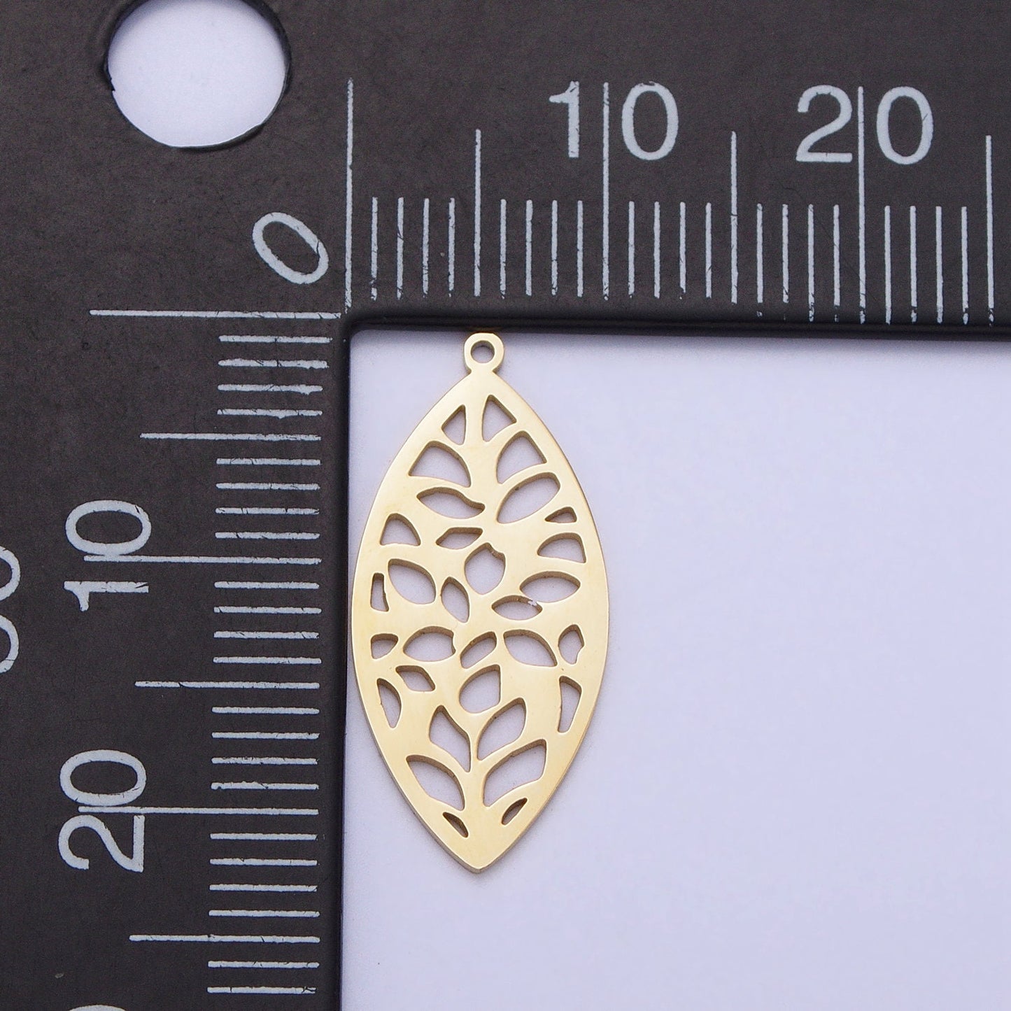 Dainty Stainless Steel Leaf Charm in Gold & Silver Laser Cut Tropical Flower Pendant Lead Nickel Free Tarnish Free | P-899