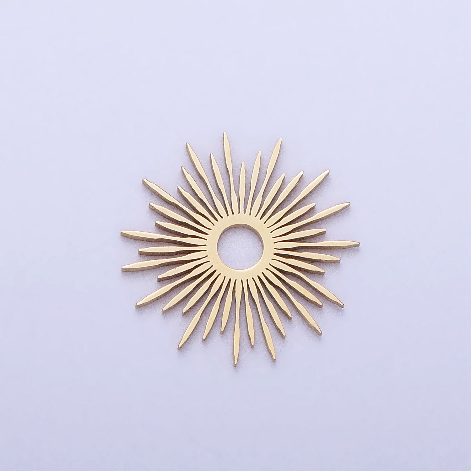 Dainty Stainless Steel Sunburst Charm in Gold Silver Medallion Sun Circle Pendant for Necklace Earring Lead Nickel Free Tarnish Free P-896