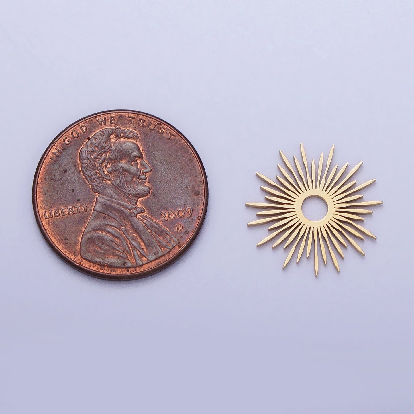 Dainty Stainless Steel Sunburst Charm in Gold Silver Medallion Sun Circle Pendant for Necklace Earring Lead Nickel Free Tarnish Free P-896