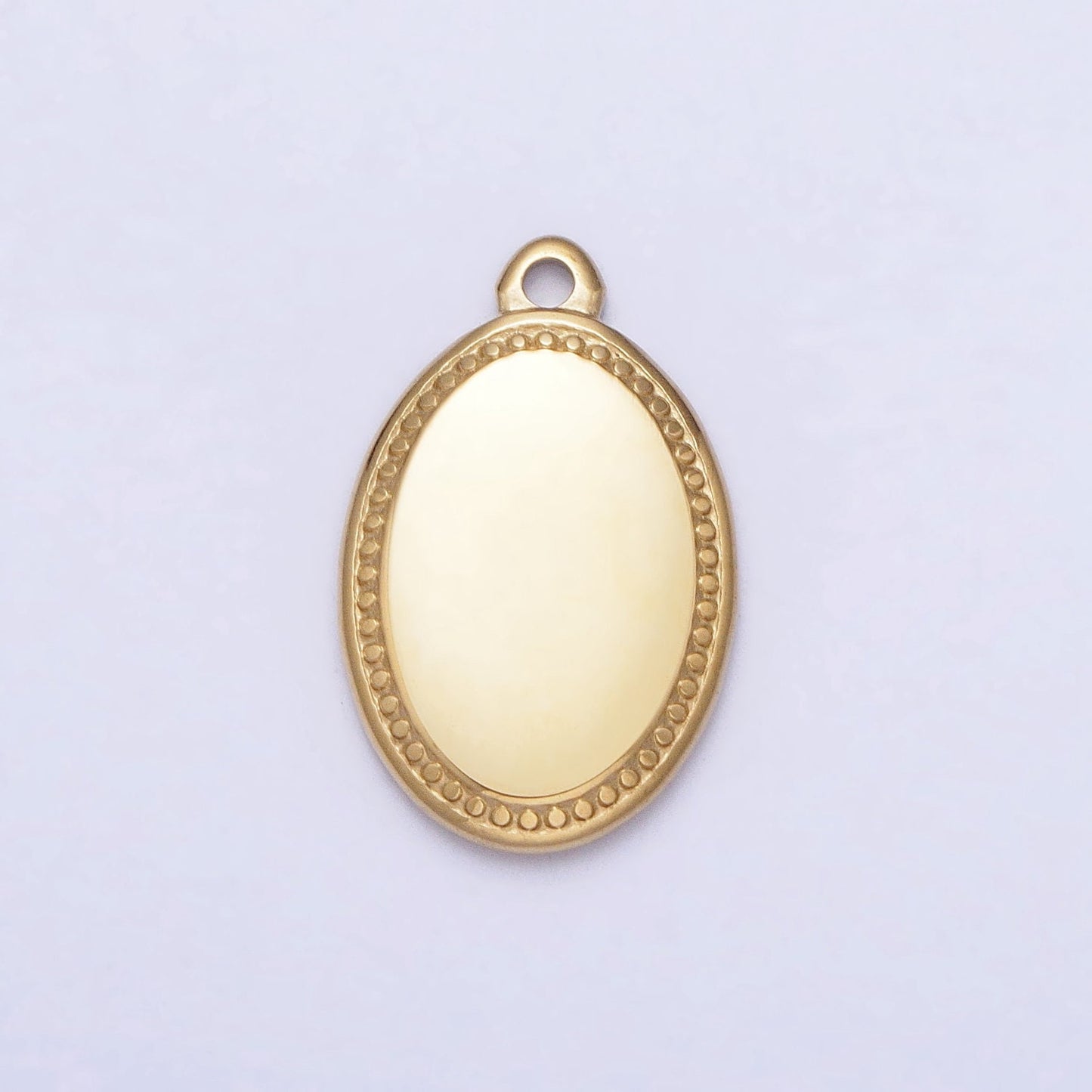 Mini Stainless Steel Oval Charm in Gold & Silver Geometric Pendant Lead Nickel Free Tarnish Free | P-906